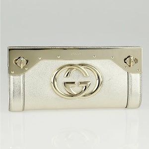 Gucci Starlight Interlocking GG Gold Leather Clutch